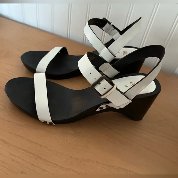Zara women’s white 3” heeled strappy sandals in size EU 38 (US 7.5) - Picture 5 of 10